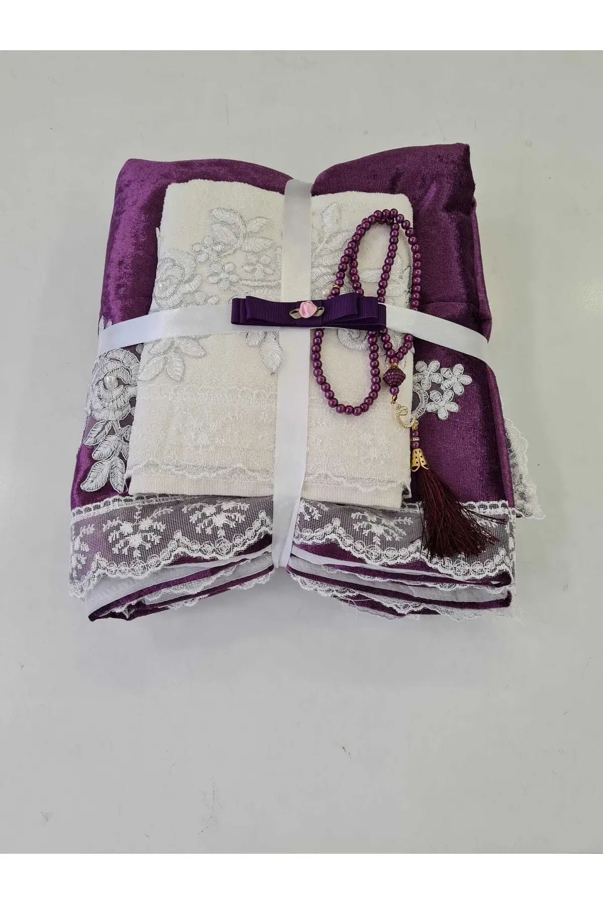 3 piece Gift Çeyizlik Velvet Prayer Seti Purple 70x120 Figured Saçaksız Carpet & Rug Mat Home Furniture