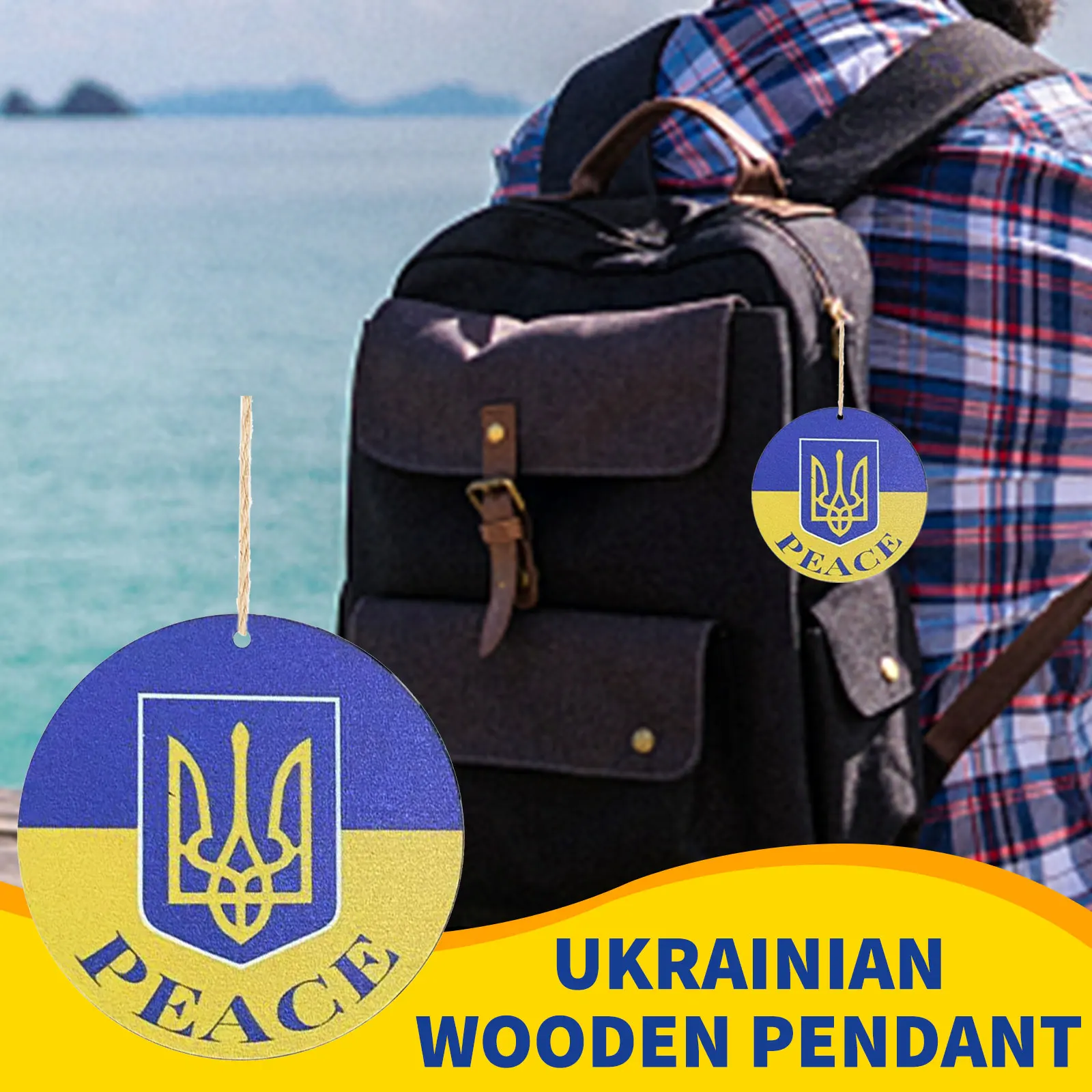 

Hanging Wood Signs for Ukraine Ukrainian Peace Wooden Fine modeling design for small pendant decoration For car or backpack