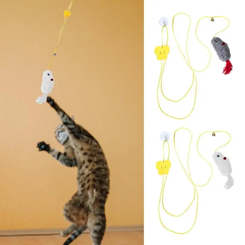 

Door Cat Toy Over The Door Cat Toy Indoor Cat Exercise Built-in Analog Mouse Call Adjustable Elastic Various Suspensions For Cat
