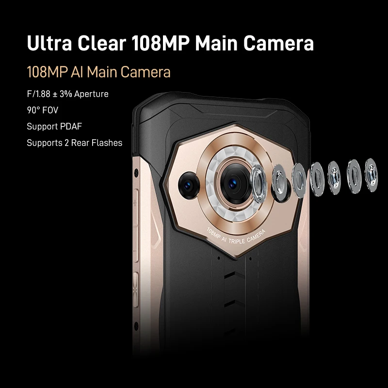 DOOGEE S99 Смартфон 8GB 128GB 108MP AI Камера Мобильный телефон 64MP Ночное видение 6000mAh 6.3