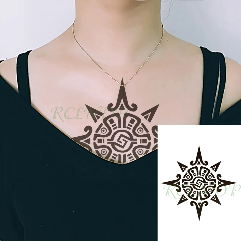 

Waterproof Temporary Tattoo Sticker Totem Triangle Geometric Patterns Fake Tatto Flash Tatoo Back Leg Art for Women Men