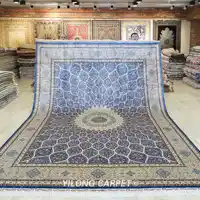 9'x12' Large Handmade Traditional Persian Blue Silk Rug Medallion Valuable Area Carpet (ZQG650A)