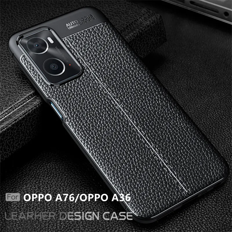 

For Cover OPPO A76 Case For OPPO A76 Capas Back Soft Shockproof Phone Bumper TPU Leather For Fundas OPPO A 36 76 A36 A76 Cover