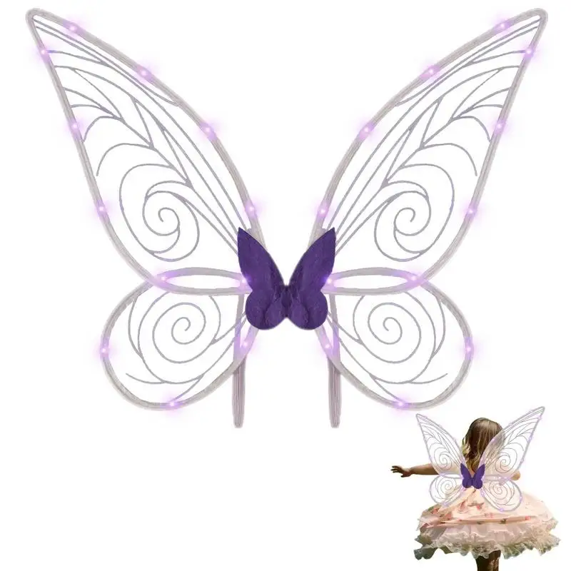 

Fairy Wings For Kids Girls Halloween Costume With LED Lights Sparkle Princess Party Favor Elf Angel Wings Cosplay Accessories