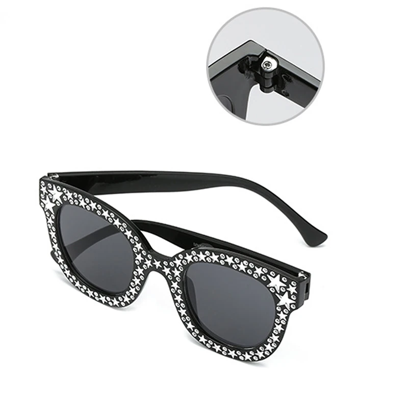 Солнцезащитные очки в стиле оверсайз с мозаикой и звездами женские милые