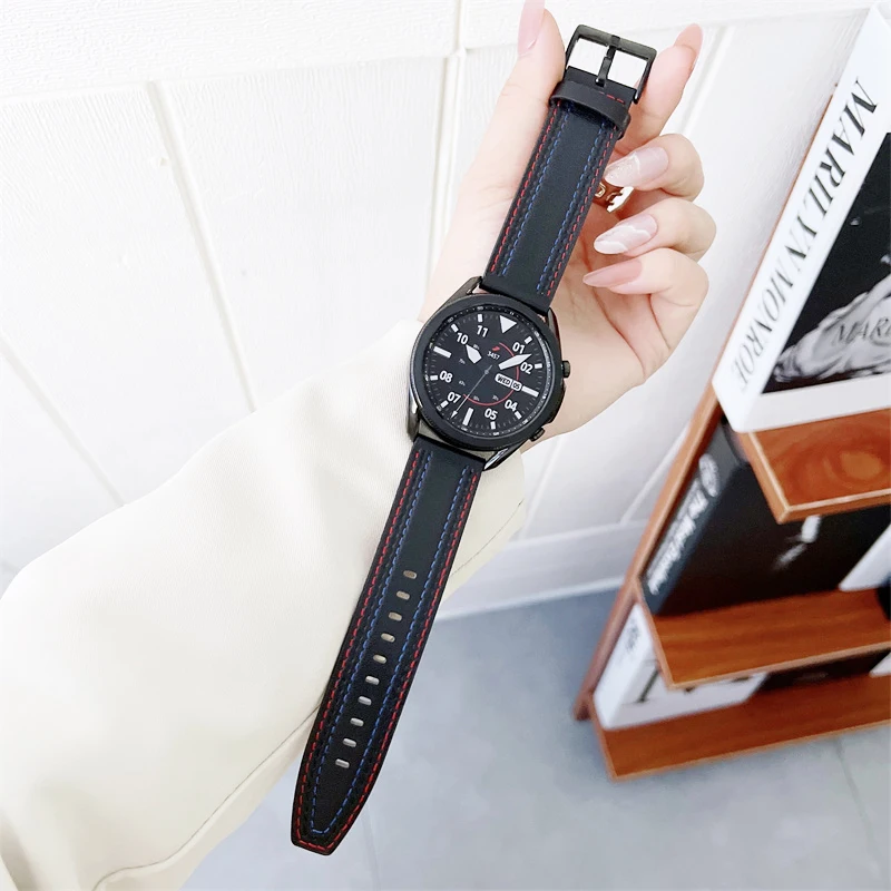 

Кожаный ремешок для Samsung Galaxy watch 3/5 pro/4/Classic/Active 2 40 мм 44 мм/Gear S3 Frontier натуральный ремешок 20 мм/22 мм ремешок для часов