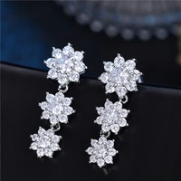 jewelry for women white snowflak drop zircon earring and pendant free shipping jewelri woman dangle long flower earrings korean