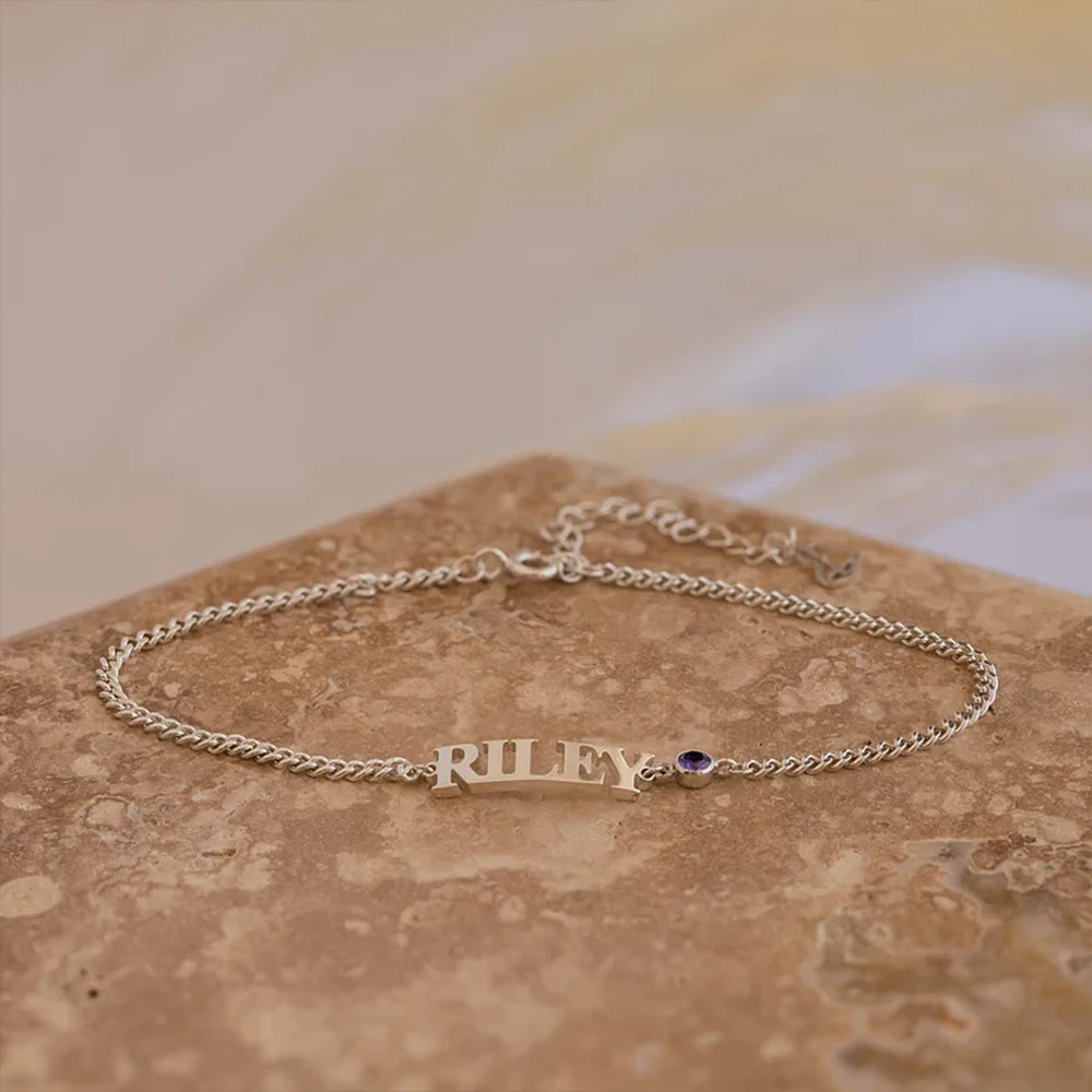 Women's Personalized Custom Bracelet Stainless Steel Name Bracelet Birthstone Crystal Women's Jewelry Gift Mother's Day Gift
