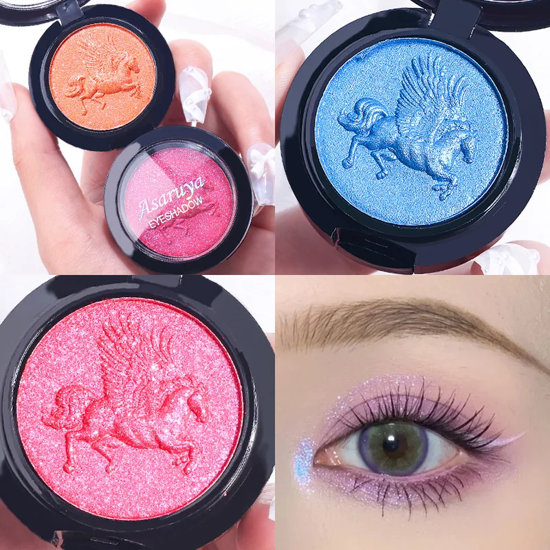 Черно-белые блестящие тени для век с кисточкой и зеркалом 9 цветов