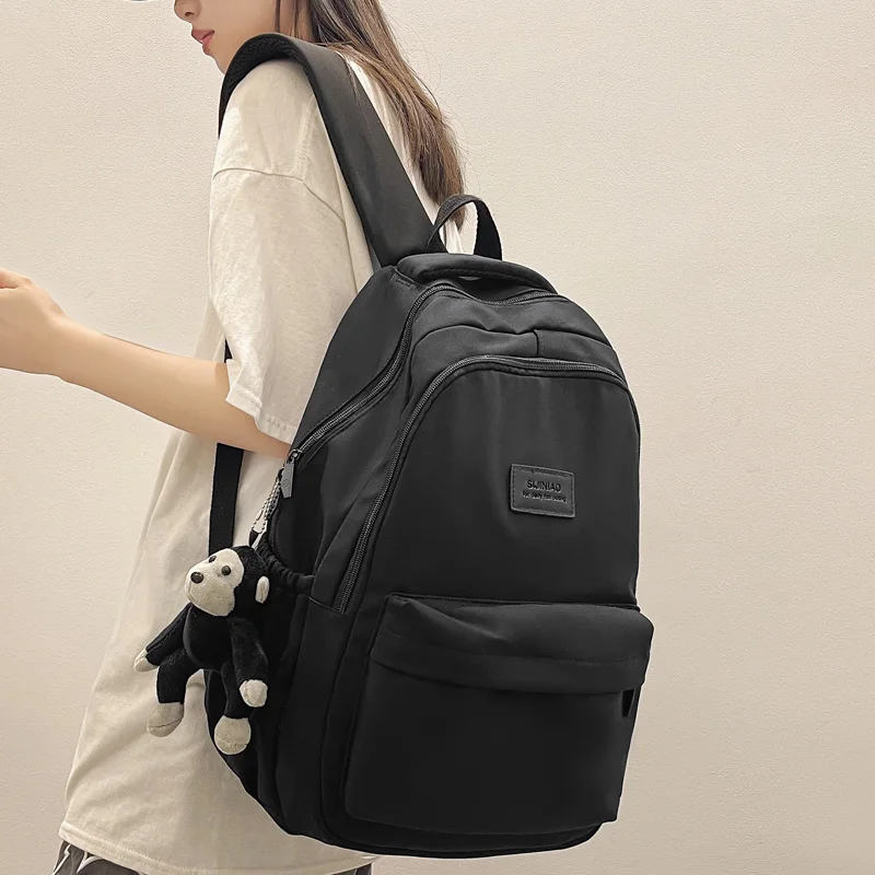 

2022 New Fashion Nylon Backpack High Quality Lady Book Bag Female Solid Color Big Schoolbag Teenage Girl Lovely Laptop Backpack