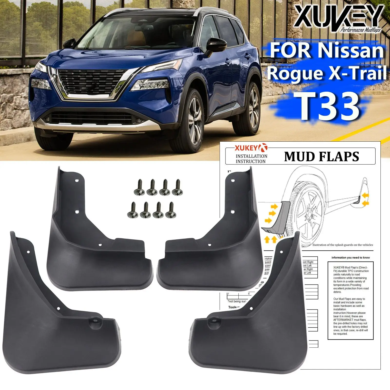

4 шт., передние и задние Автомобильные Брызговики для Nissan Rogue X-Trail T33 2021