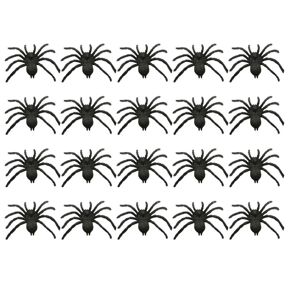

20pcs Plastic Spiders Black Spiders Halloween Decorative Supplies Spider Models