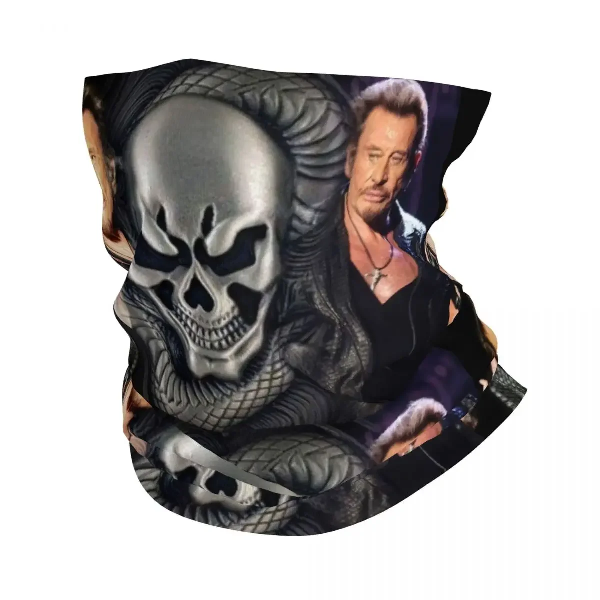 

Johnny Hallyday Skull Neck Gaiter Women Men Windproof Winter Heavy Metal Rock French Singer Bandana Scarf for Cycling