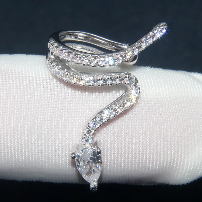 

Sterling Silver Ear Clip Women's No Pierced Diamond Snake-Shaped Ear Clip Accessories