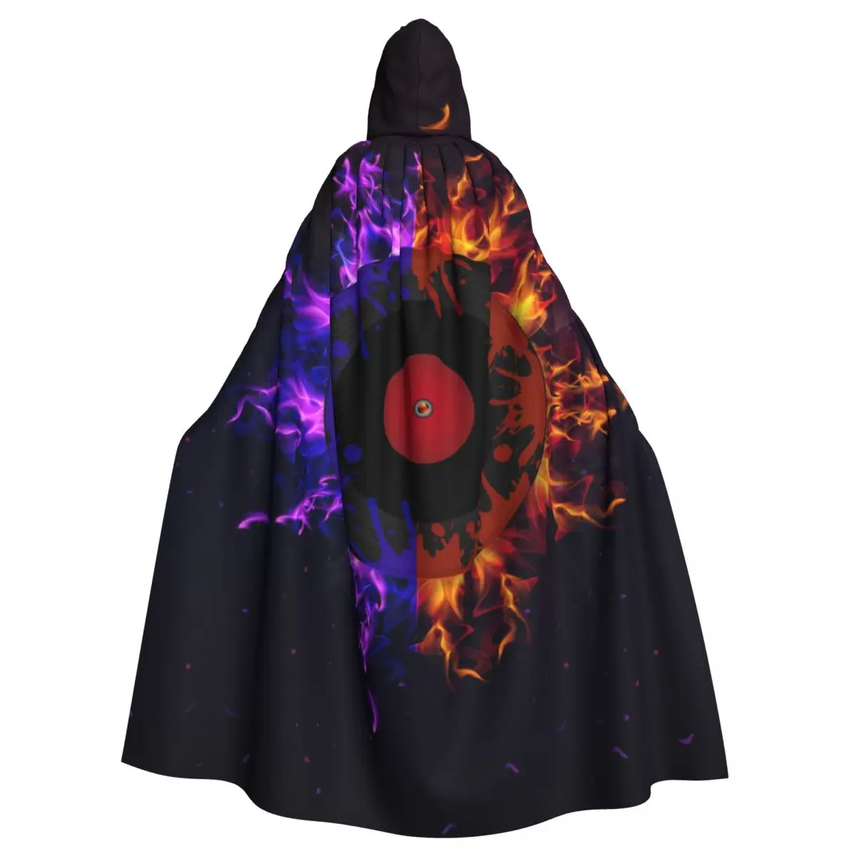 

Unisex Adult Vinyl Record In The Fire Purple Gold Pattern Cloak with Hood Long Witch Costume Cosplay