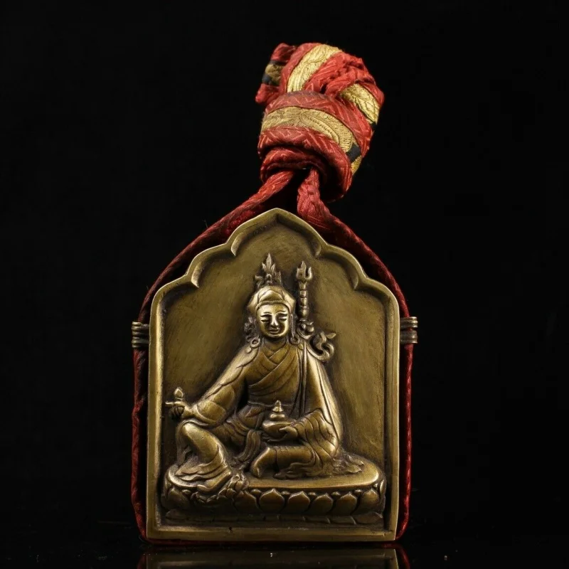 

5.3" Collect Chinese Bronze Buddhism Padmasambhava Buddha GA Wu Box Statue