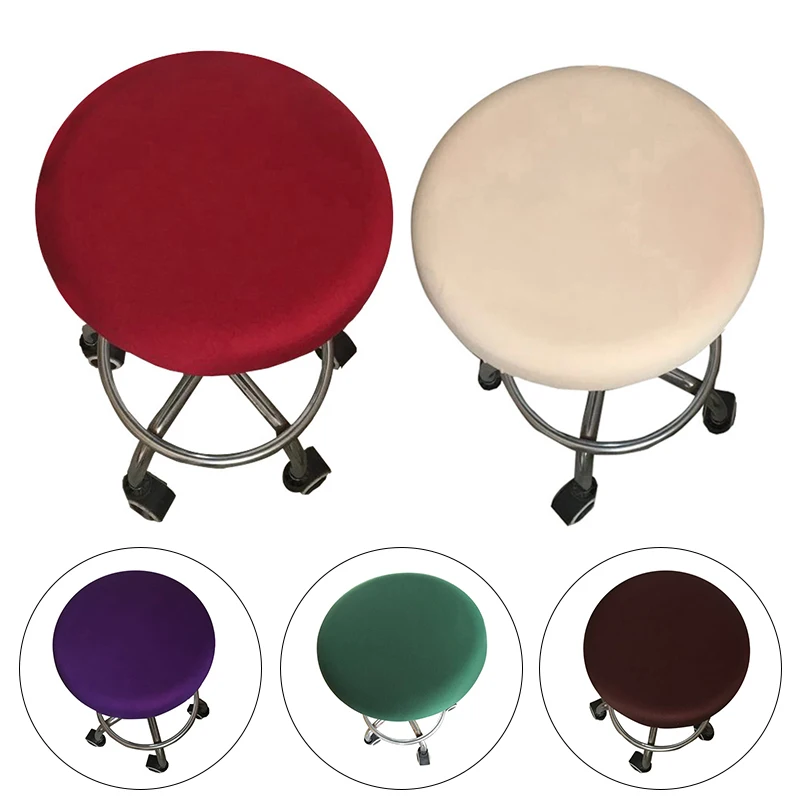 

Anti-Dirty Chair Solid Round Seat Cover Round Chair Case Washable Bar Office Hotel Stool Protector Solid Color Home Decor Covers