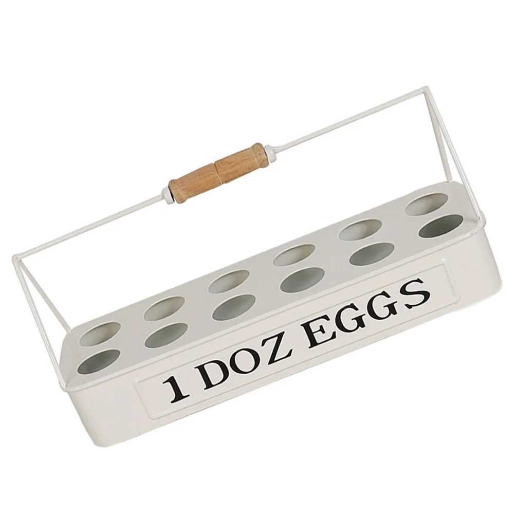 

Egg Wire Storage Basket with Handle Eggs Tray Egg Holder Metal Egg Dispenser Egg Organizer for Kitchen White