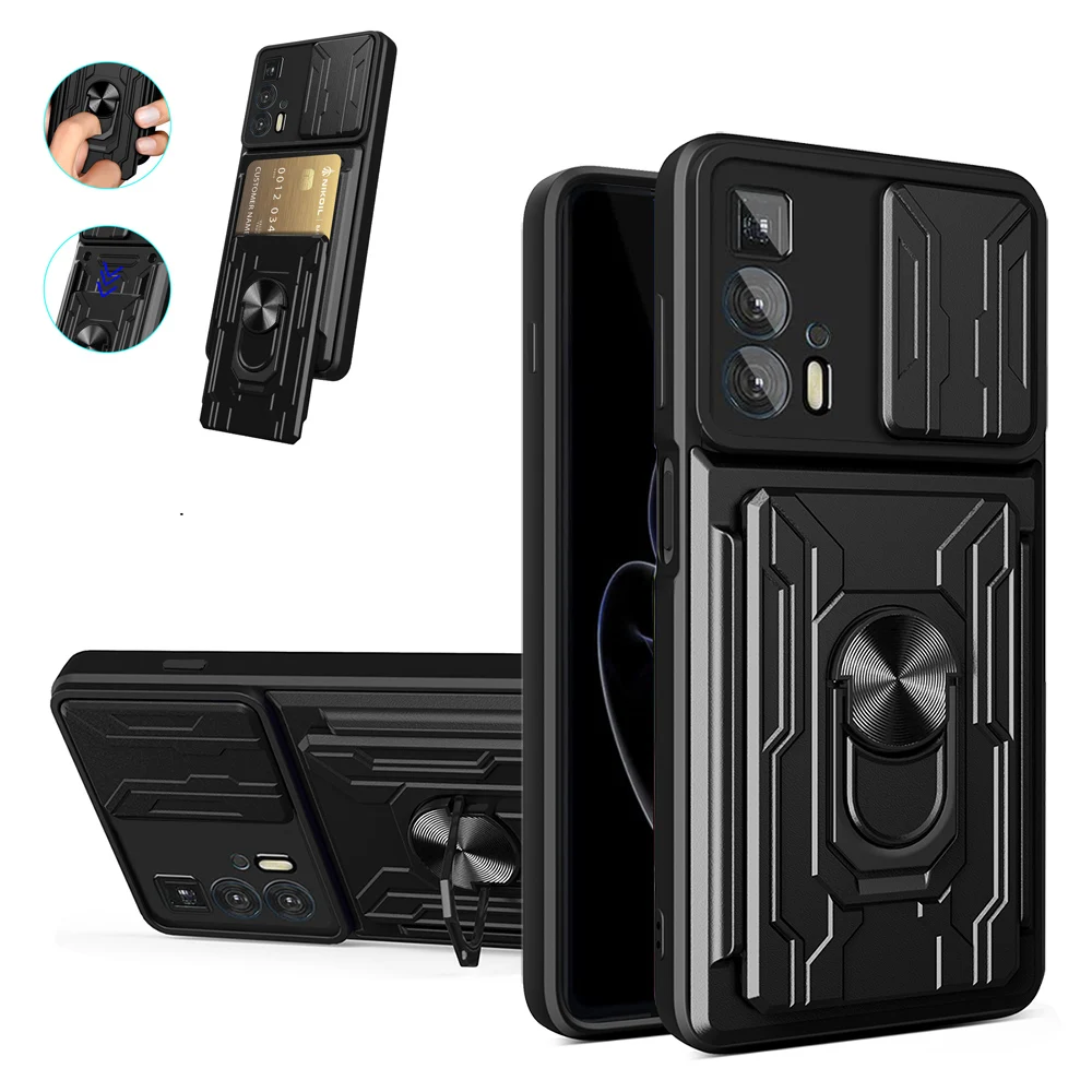 Чехол Moto Edge 20 Pro с накладкой на камеру и держателем для карт сверхмощный защитный