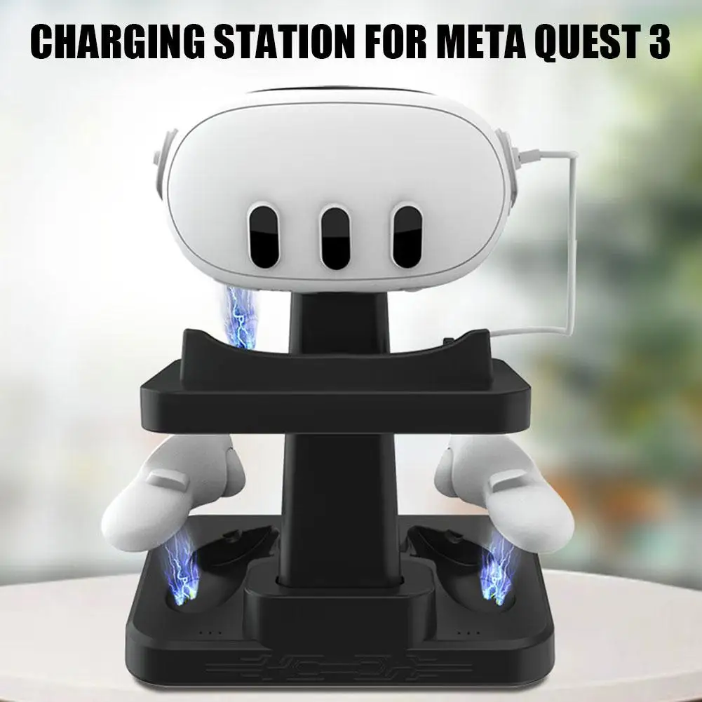 

Зарядная станция для Meta Quest 3, контроллер, зарядная станция VR, дисплей, подставка со световым индикатором, зарядный кабель