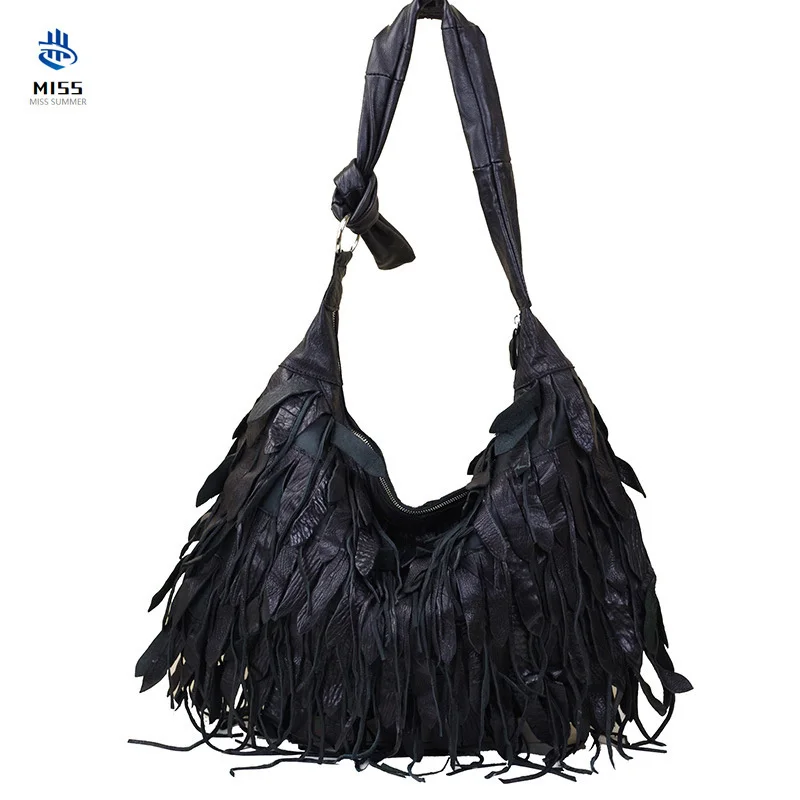 2021 new women's bags 100% Genuine Leather Tassel Bags Fashion Tote Women Shoulder Bag Fringe Patchwork Handbags