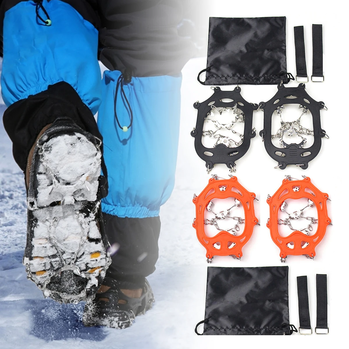 

23 Teeth Crampons Ice Snow Cleats Grips Stainless Steel Ice Snow Grips Spikes Crampons Walk Traction Non-Slip Shoe for Climbing