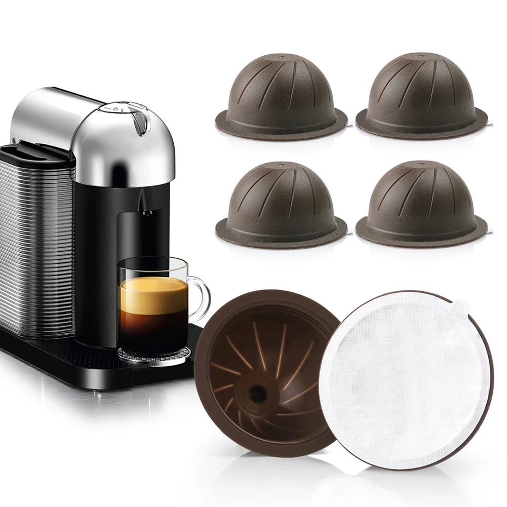 

5Pcs Refillable Coffee Capsules Filter Cup Compatible For Nespresso Vertuo Reusable Coffee Capsules