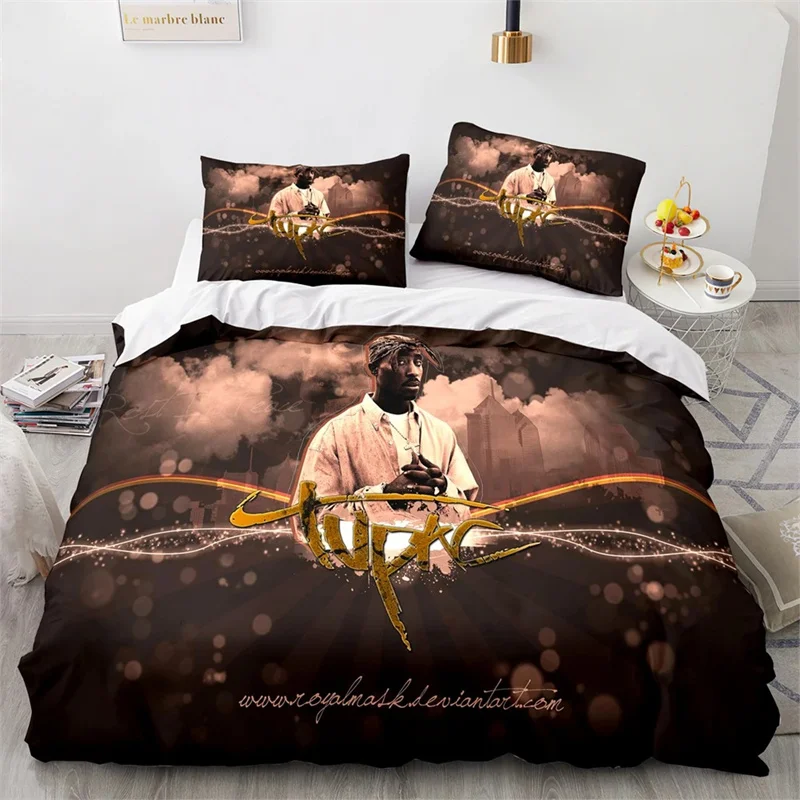3D Printed Tupac Shakur Rapper 2Pac Bedding Set Boys Girls Twin Queen Size Duvet Cover Pillowcase Bed Kids Adult