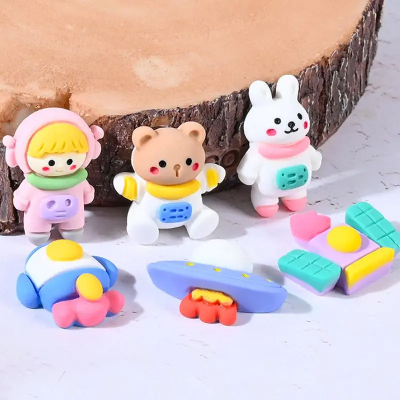 

100Pcs 21-25MM Kawaii Cartoon UFO Planet Astronauts Charms Resin FlatBack Scrapbooking Crafts DIY Jewelry Making Accessories