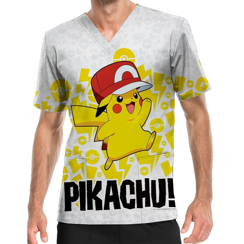 Униформа медицинская мужская с V-образным вырезом и принтом