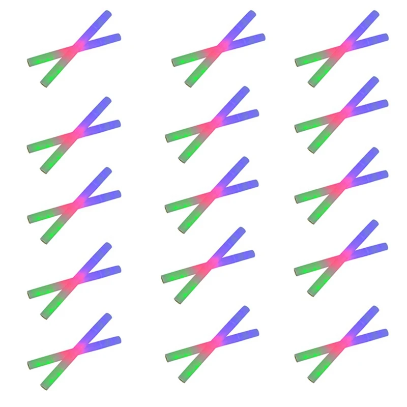 

30 LED Foam Sticks Multi-Color Flashing Glow Sticks, 3 Flashing Modes - Party, DJ, Concert, Festival, Wedding, Event