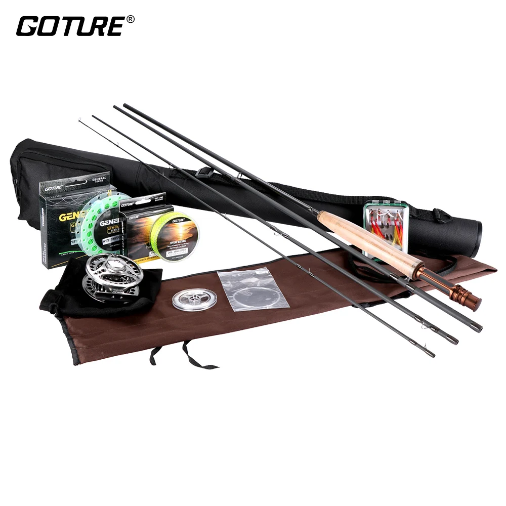 

Goture Fly Fishing Kits 2.7M 3.0M Fly Fishing Rod 5/6 7/8 CNC Fly Reel with Fishing Flies Lures and Lines Rod Combo Tenkara