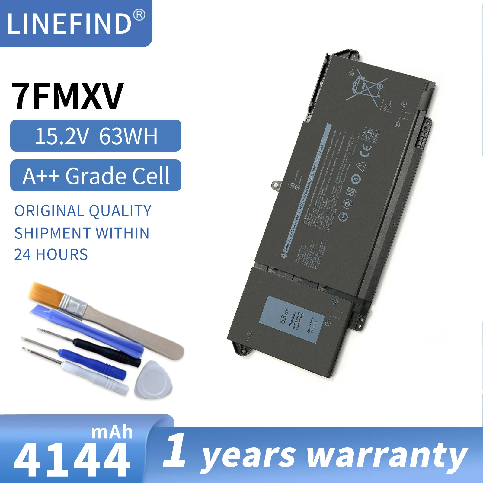 7FMXV 4-элементный аккумулятор для ноутбука 63 Втч Dell Latitude 5320 7320 7420 7520 2-в-1/7320 2-в-1/7420