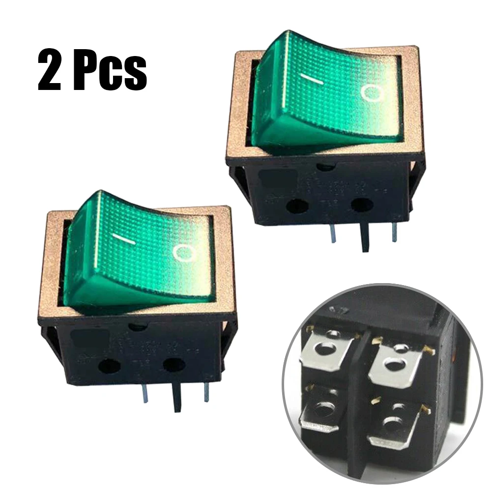 

For Car Rocker Switch Switch LED Rocker Switch Rocker Switch Black + Green Car Accessories Dustproof KCD4-201N