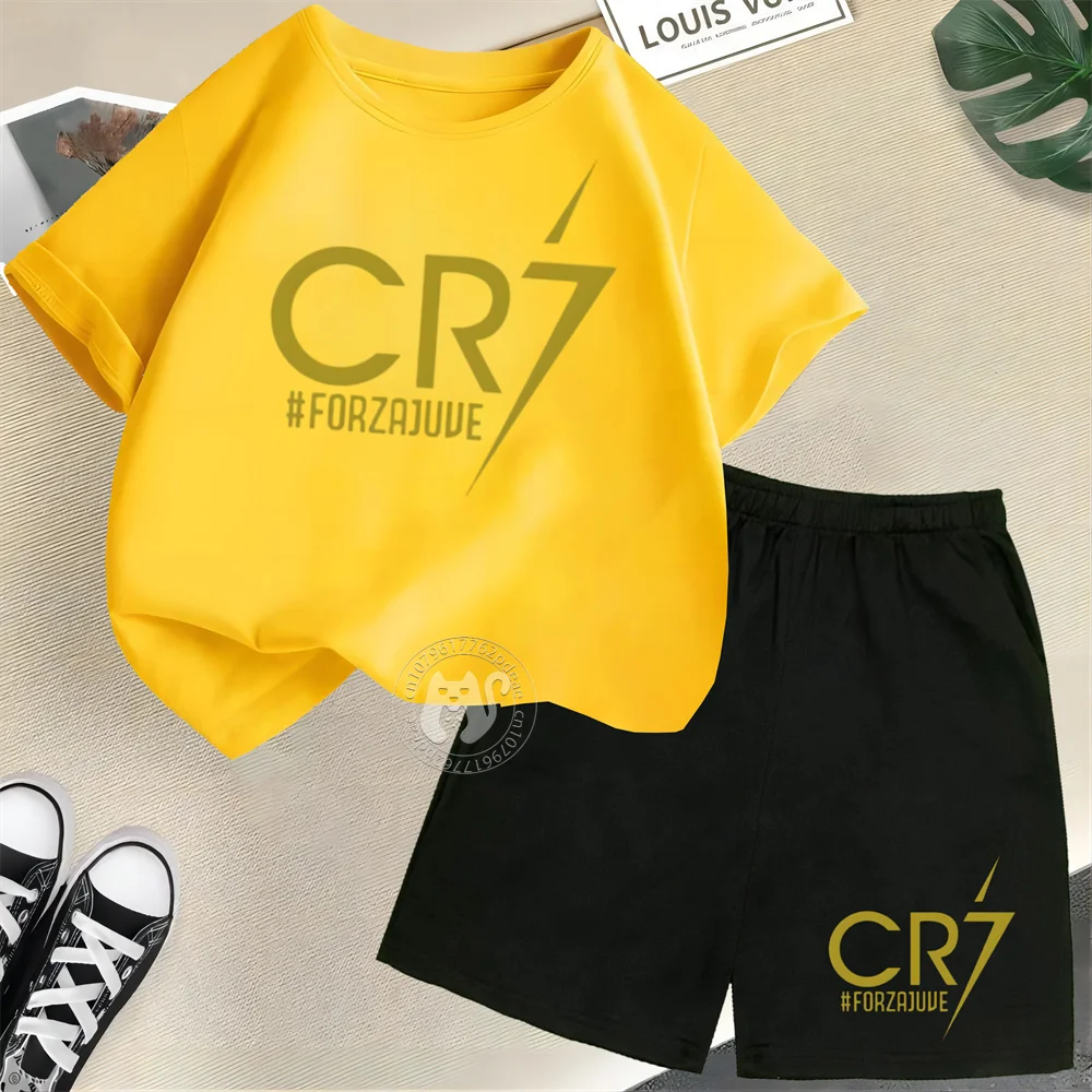Повседневный хлопковый футбольный трикотаж с короткими рукавами и шортами