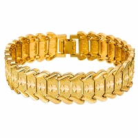 thick wrist link chain bracelet men jewelry yellow gold color classic trendy male gift 17mm wide