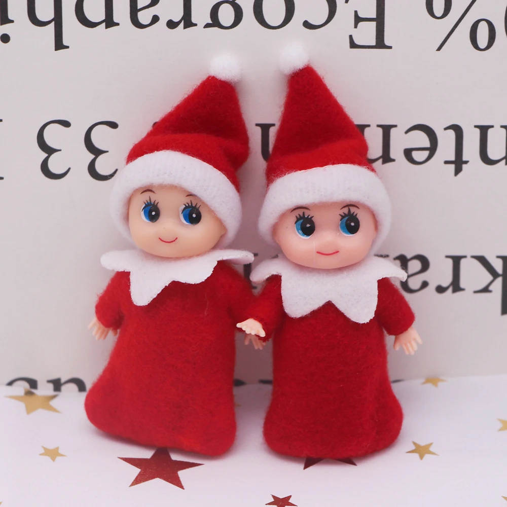 

1 Pair Doll house Christmas Elf Doll Elf Bookshelf Elf Red Felt Cute Doll Baby