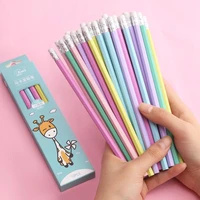 12pcs cartoon giraffe pig box pencil student writing pencil with eraser holiday prize gift wholesale pencil student stationery