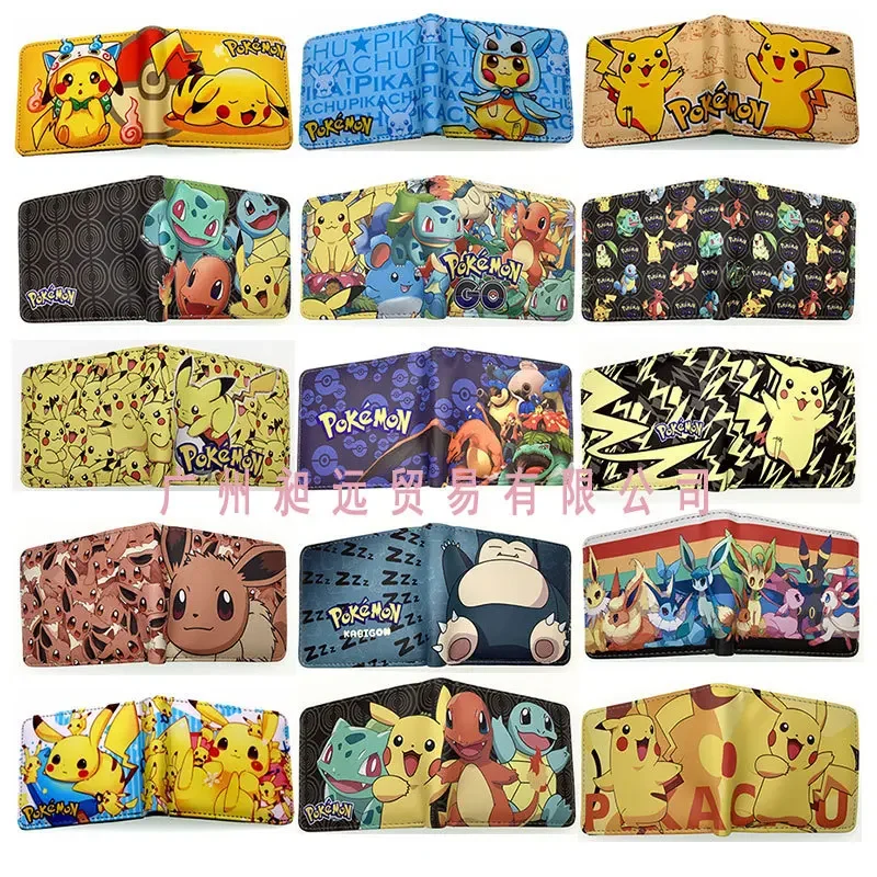 

Pokemon Cartoon Printed Wallet for Woman Boys and Girls Animation Peripheral Short Wallet Student Twofold PU Leather Money Purse