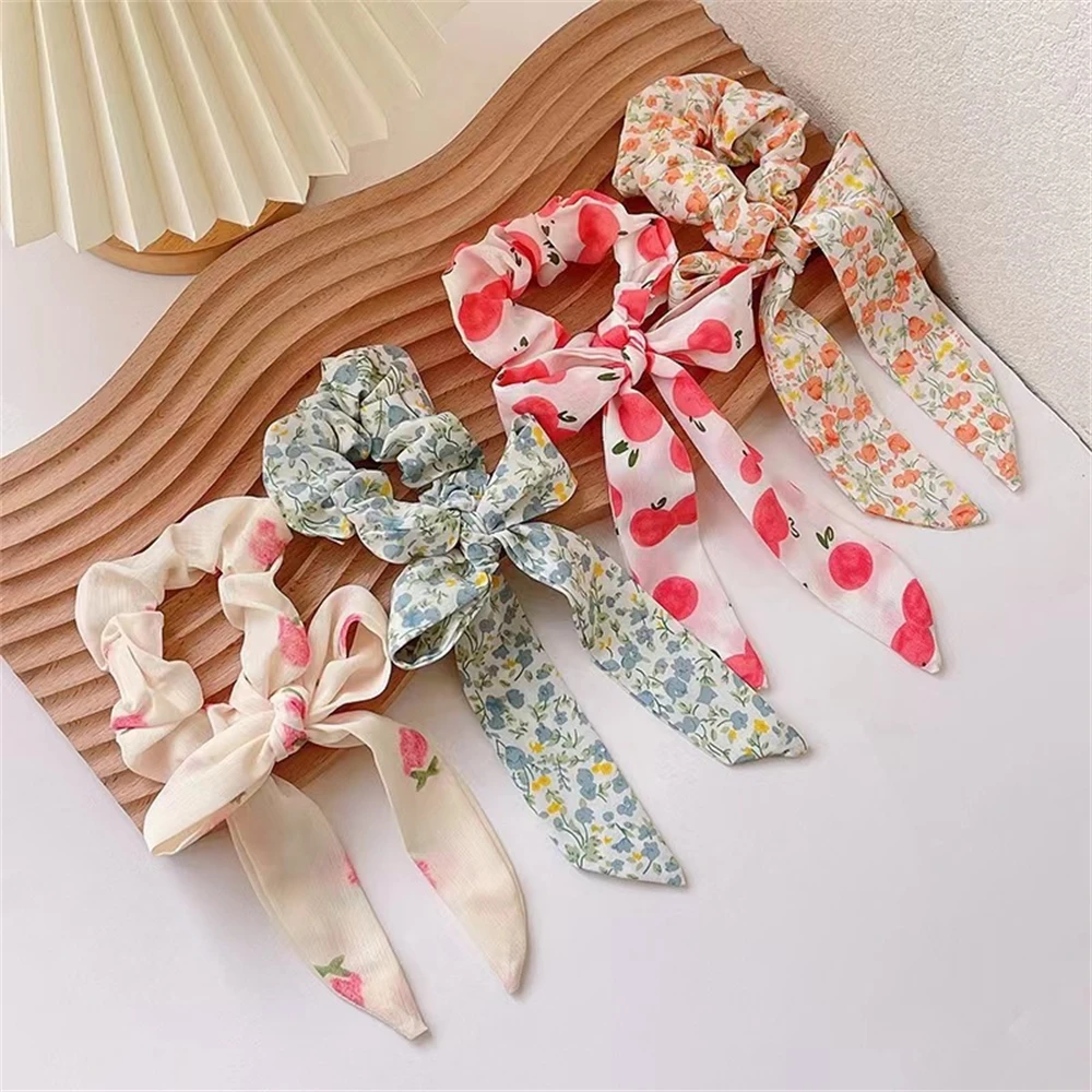 

Fruit Fragmented Flower Ribbon Scrunchies Headband Rubber Bands Elastic Hair Bands Headwear Hair Accessories For Women Ornaments