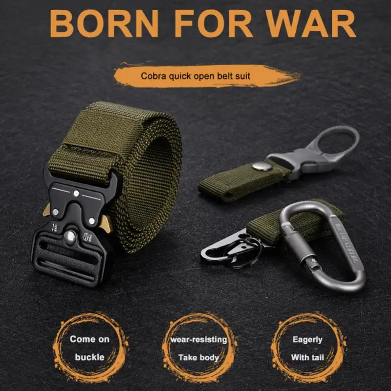

Nylon Belts For Men Width Metal Automatic Buckle Outdoor Sport Multifunctional Tactical Designer Men's Belt Cowboy Hunting