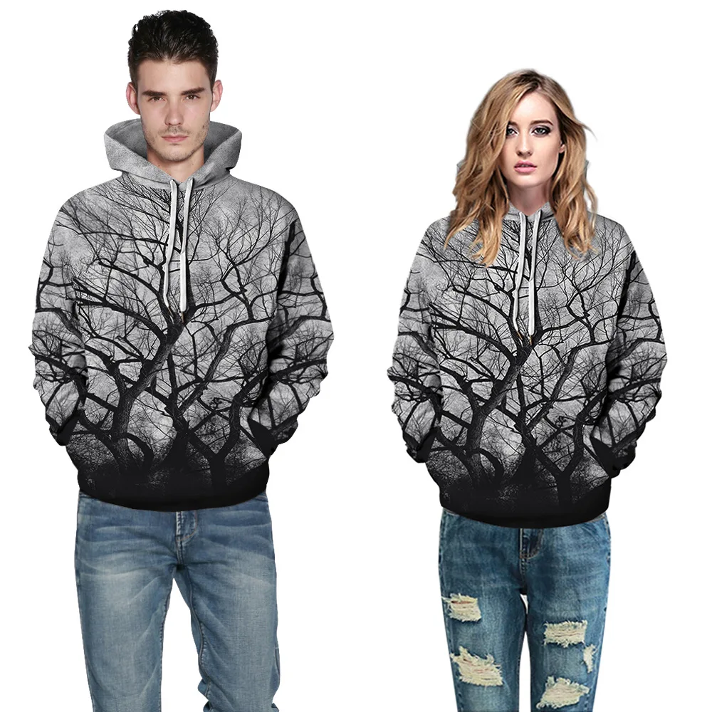Autumn New Lion Digital Printing Hooded Sweater Halloween Long-sleeved Loose Pullover Outer Wear Couples Outfit