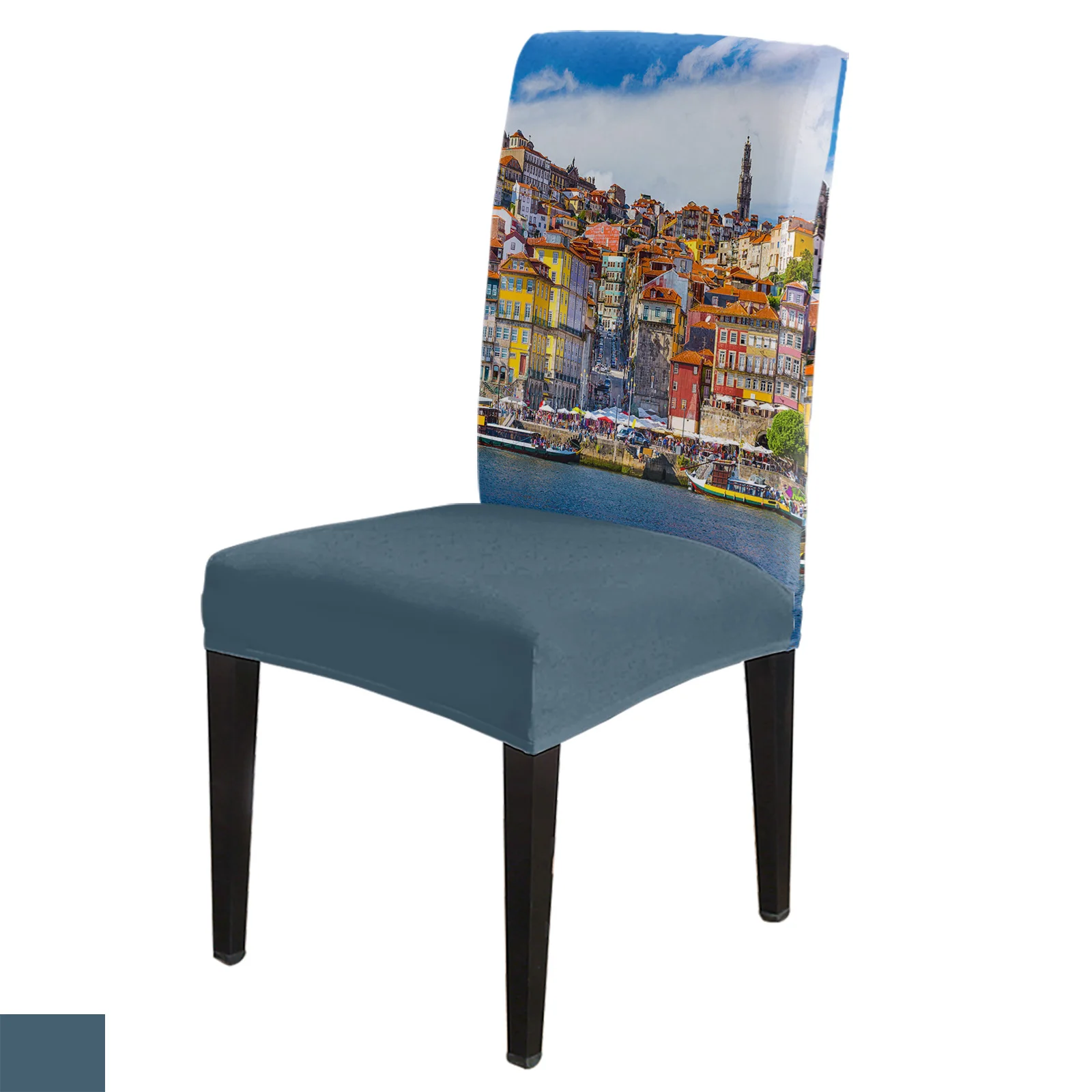 

Portugal Porto City Buildings Europe Architecture Stretch Chair Cover Kitchen Dinning Chair Seat Cover Christmas Chair Covers