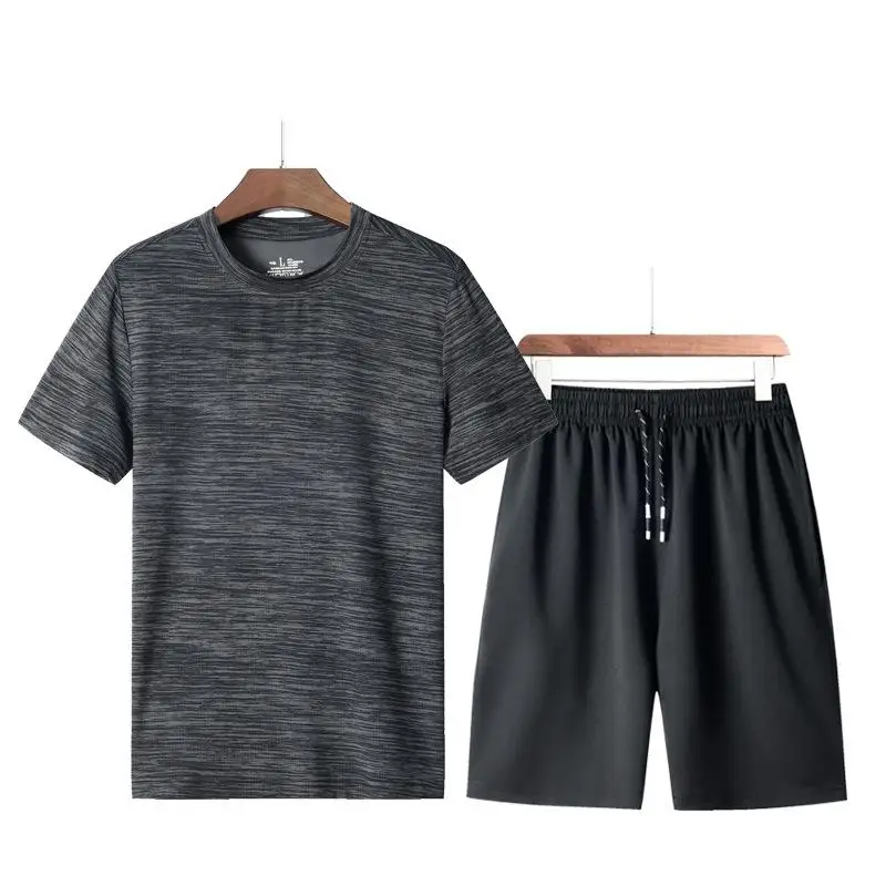 

Fitness Tracksuit Set Men Summer Quick Dry Sporting Suit Male Plus Size 4XL Shorts+Tshirt Summer Casual Two Piece Breathable Set