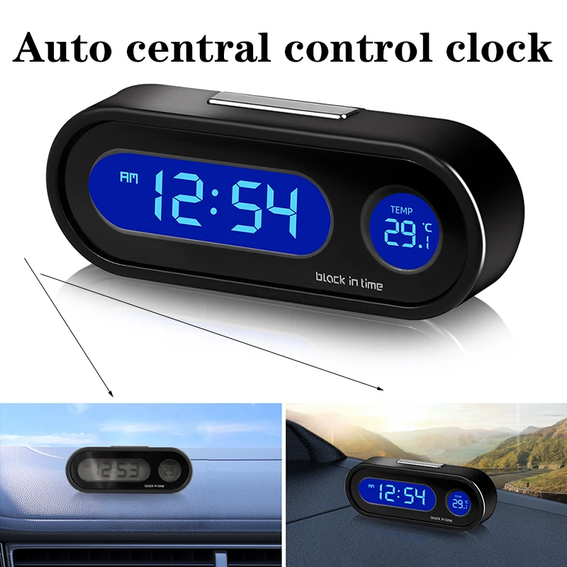 

Mini Electronic Car Clock Time Watch Auto Clocks Luminous Thermometer LCD Backlight Digital Display Car Styling Accessories