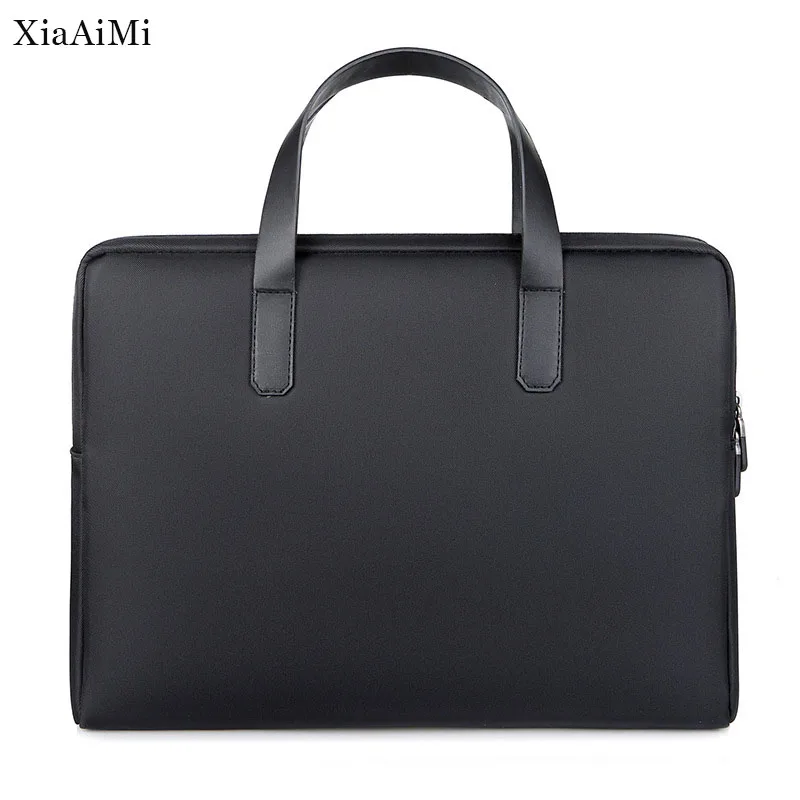 Men'S Thickened Lightweight Portable Briefcase Business Soft Handle Laptop Bag Meeting Company Handbag Black Gray