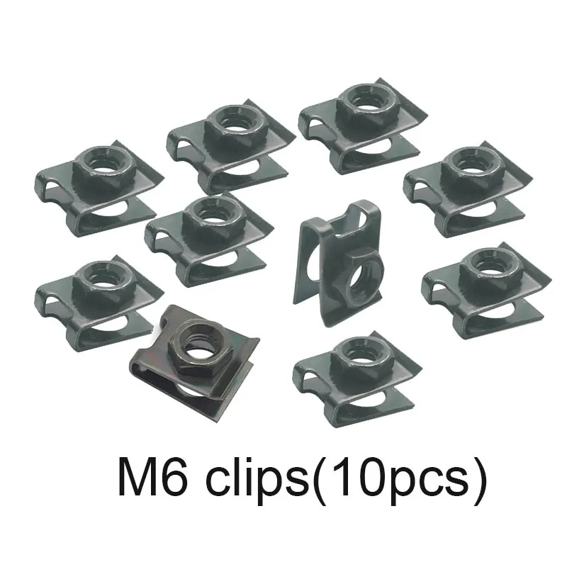 

10 шт. Мотоцикл Скутер ATV Мопед Пластиковая крышка Винт Болт или U-образные зажимы с гайкой M6 6 мм M6X12 M6X16 M6X20