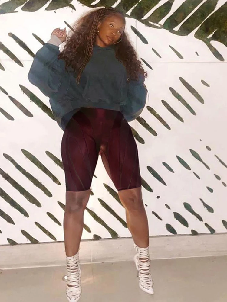 Kliou сетчатые лоскутные женские брюки сексуальные прозрачные эластичные узкие