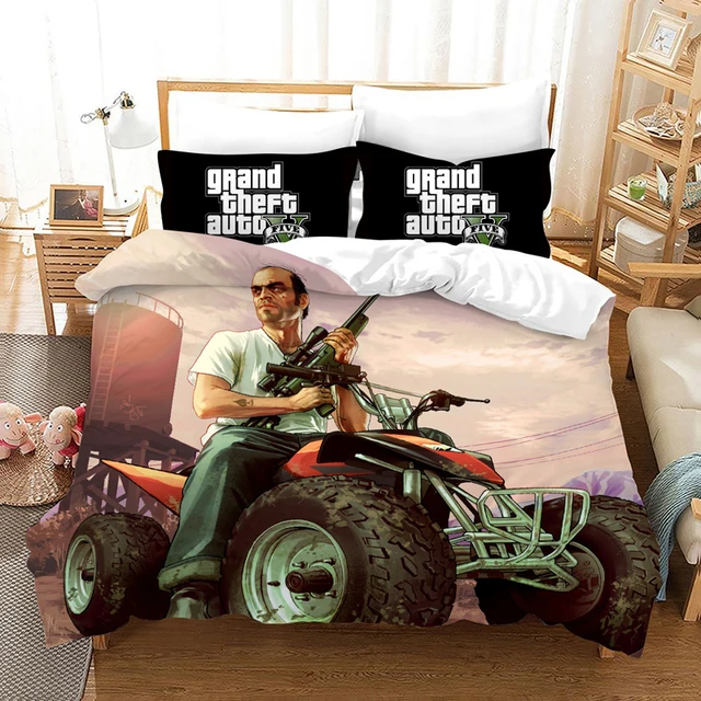 Постельное белье для видеоигр GTA V Комплект постельного белья с 3D принтом пододеяльники авто 5 одеял Комплект постельного белья домашнее покрывало не Полноразмерное постельное белье Grand Theft