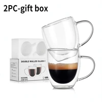 double wall borosilicate glass mug heat resistant double layer tea cup milk coffee cup water cup bar drink lover gift set